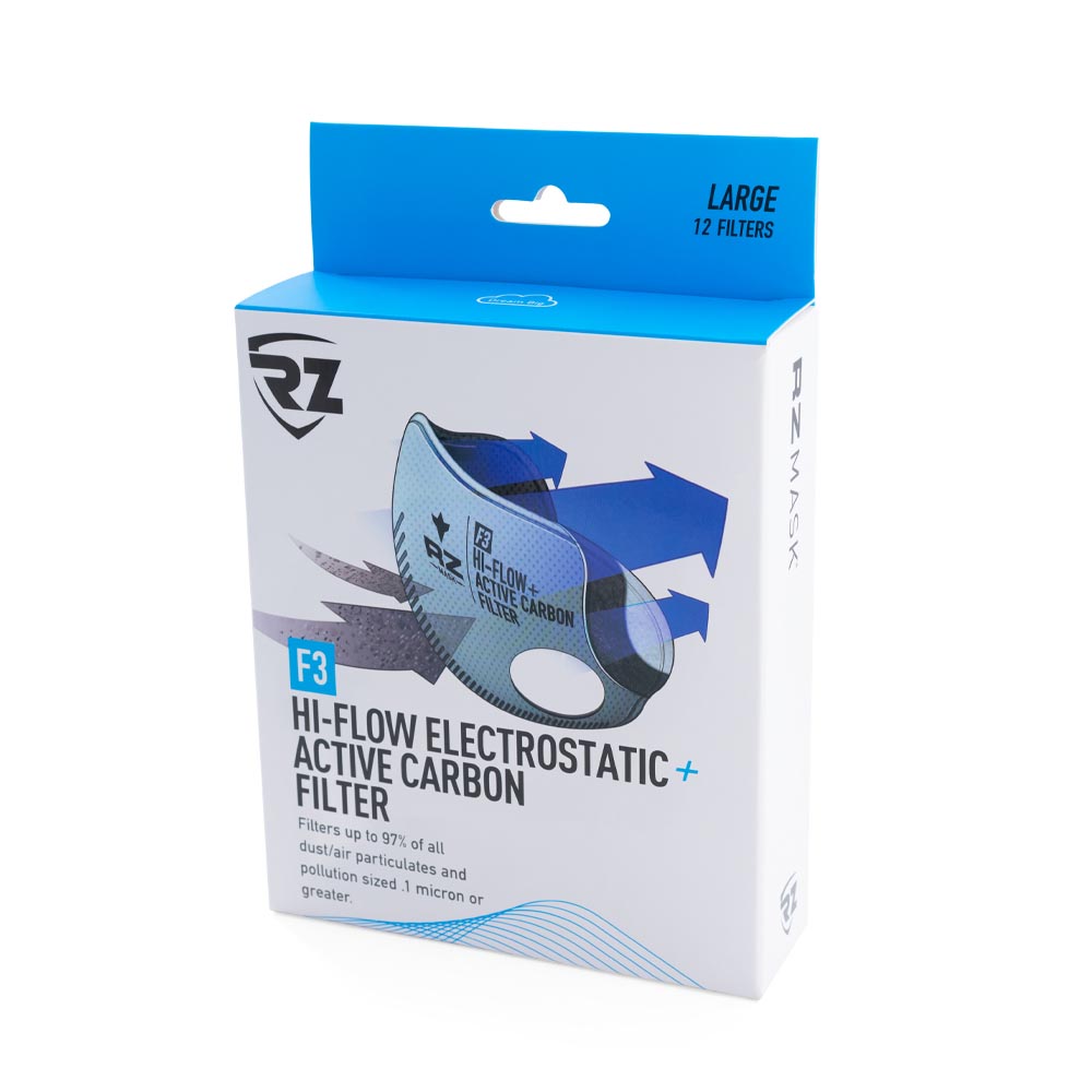 RZ F3 high flow carbon face mask dust and germ filter in package