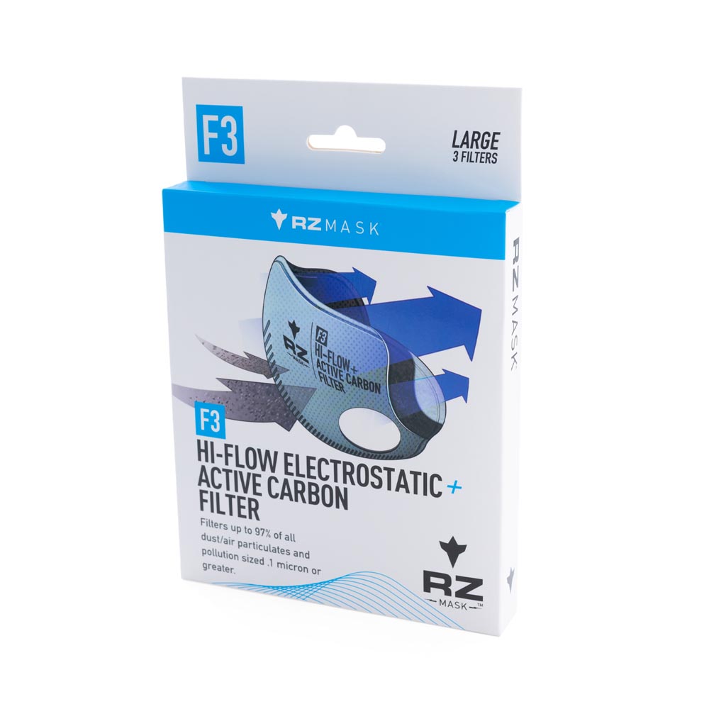 RZ F3 high flow carbon face mask dust and germ filter in package