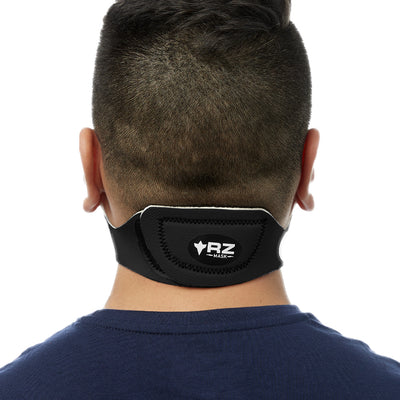 Rear view of man wearing black RZ M1 Neoprene face mask