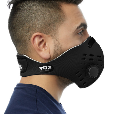 Side view of man wearing black RZ M1 Neoprene face mask