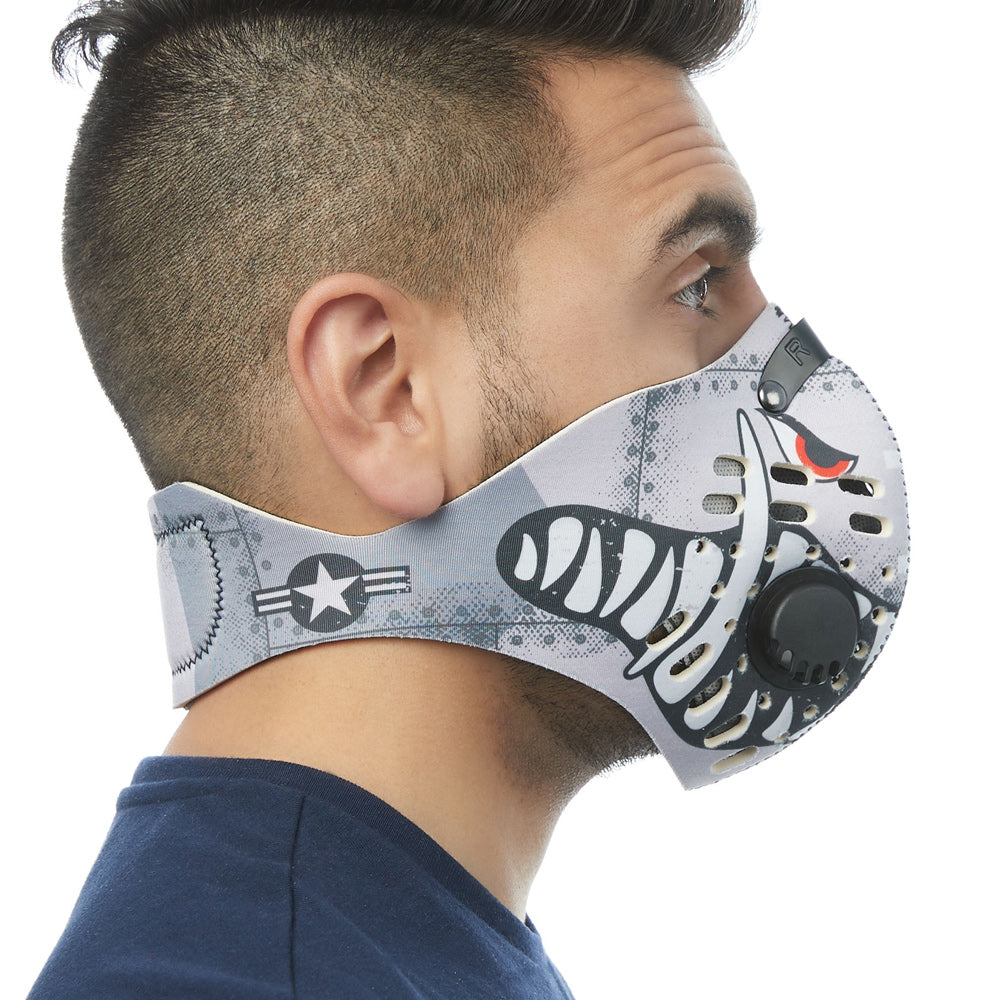 Side view of man wearing RZ M1 Neoprene A10 Warthog mask shell