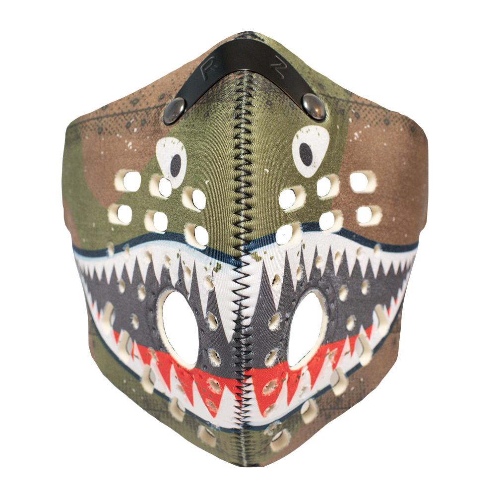 RZ M1 Neoprene P40 shark tooth mask shell on white background front view