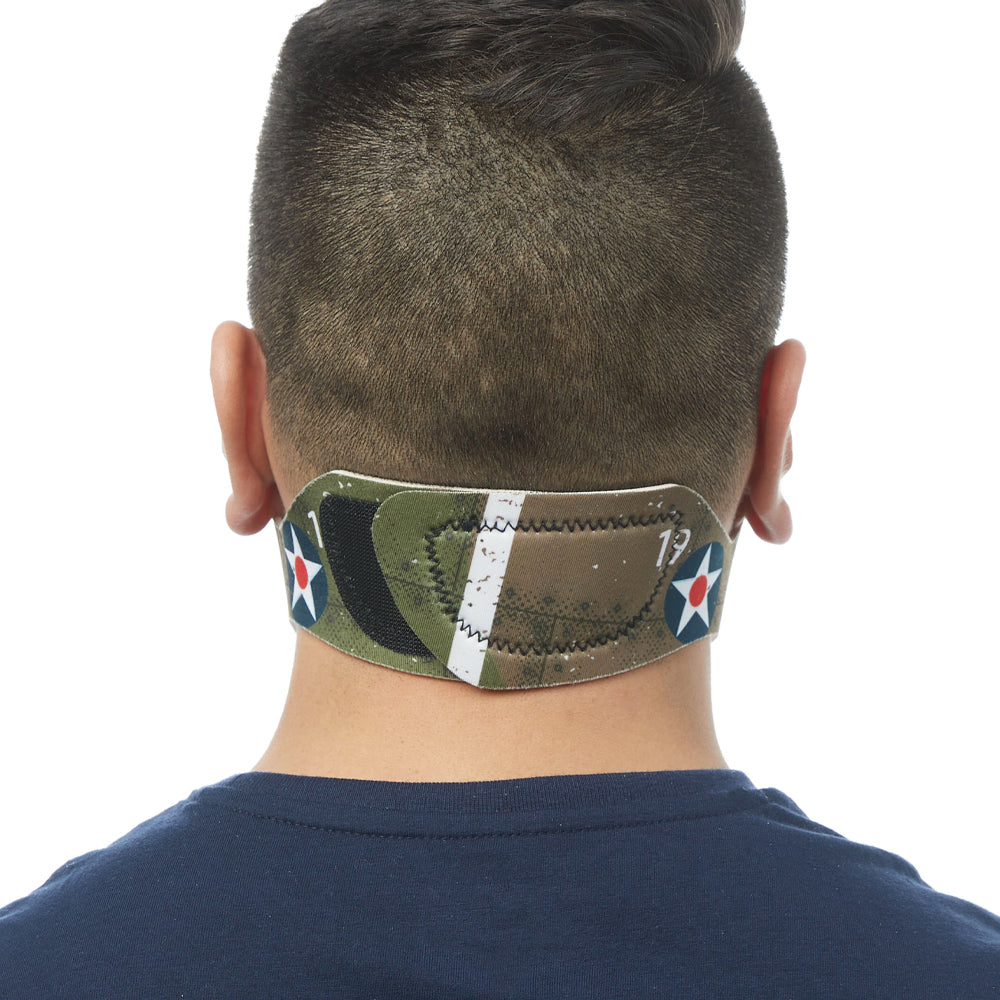 Rear view of man wearing RZ M1 Neoprene P40 shark tooth mask shell