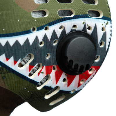 One way exhalation valve on P40 shark tooth RZ M1 Neoprene mask shell