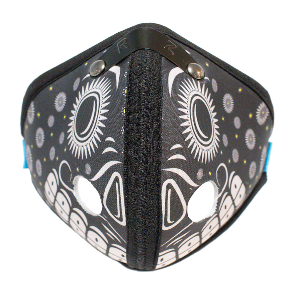 RZ M2 Nylon Day of the Dead Black mask shell on white background front view
