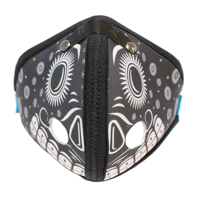 RZ M2 Nylon Day of the Dead Black mask shell on white background front view