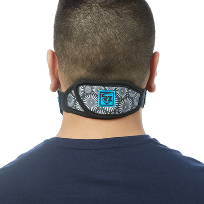 Rear view of man wearing RZ M2 Nylon Day of the Dead Black mask shell