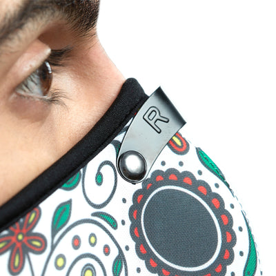 Adjustable metal nose clip on Day of the Dead White RZ M2 Nylon mask shell