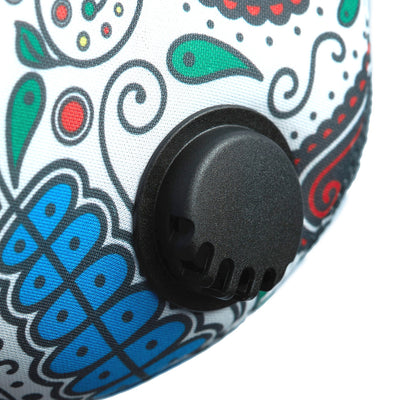 One way exhalation valve on Day of the Dead White RZ M2 Nylon mask shell