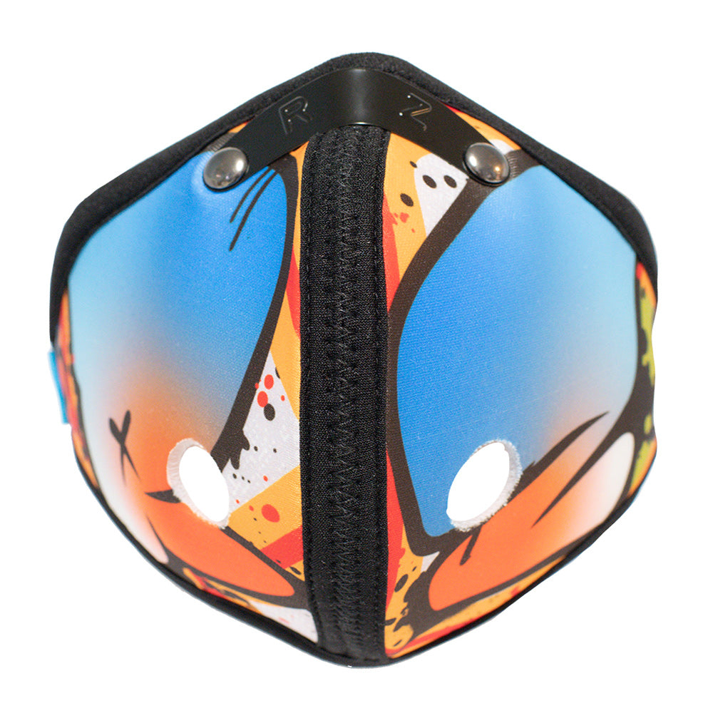 RZ M2 Nylon Graffiti Logo mask shell on white background front view