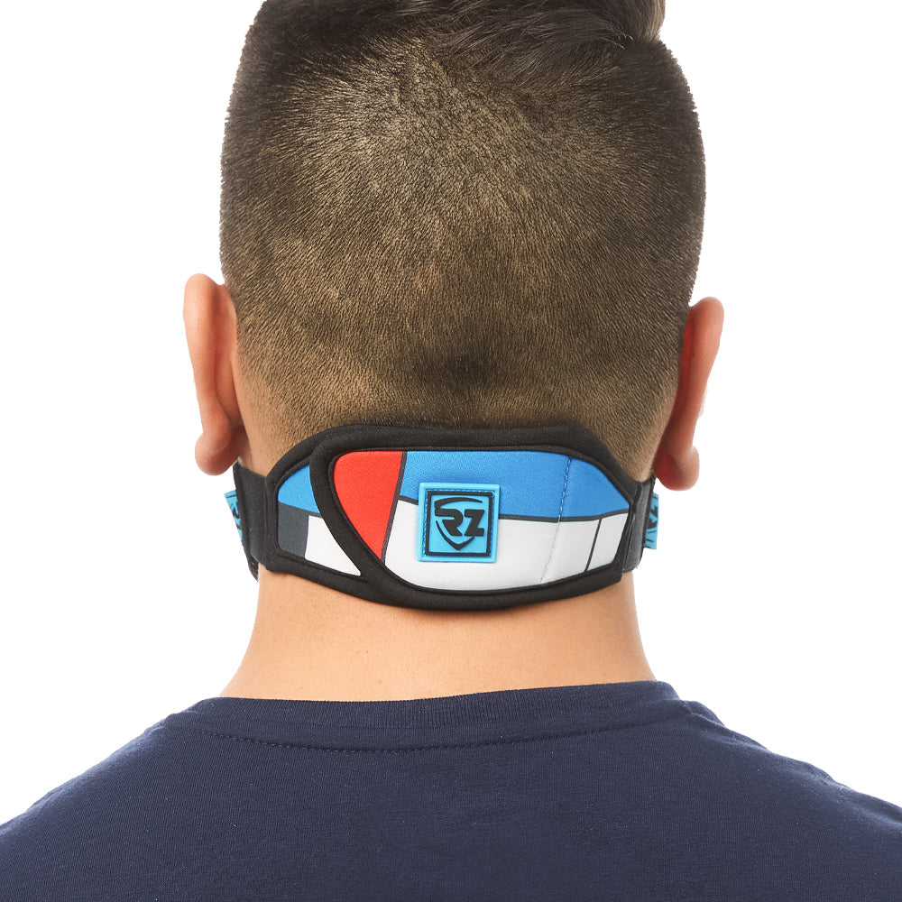 Rear view of man wearing RZ M2 Nylon Mondrian mask shell