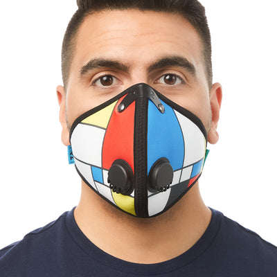 Front view of man wearing RZ M2 Nylon Mondrian mask shell