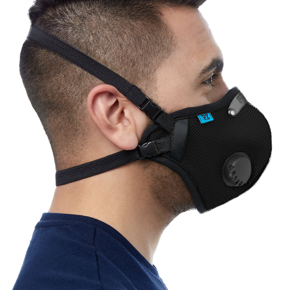 Side view of man wearing black RZ M2.5 Mesh face mask