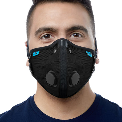 Front view of man wearing black RZ M2.5 Mesh face mask